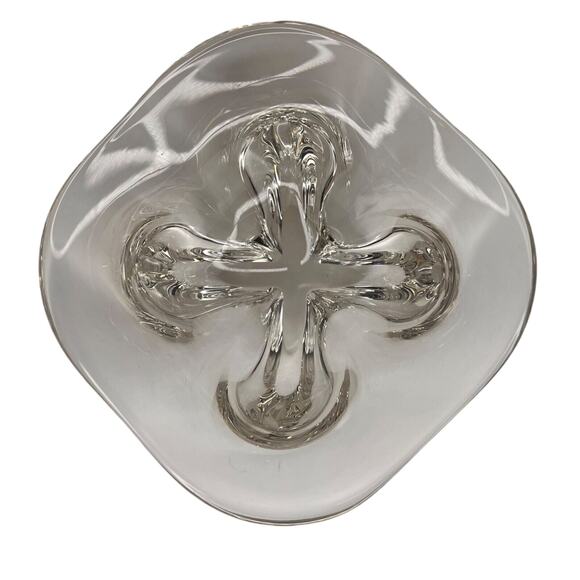 Vintage MCM Swedish Style Crystal Candy Dish Bowl Classic Cross Foot Design - Picture 6 of 12